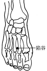 图7-5陷谷穴取穴图
